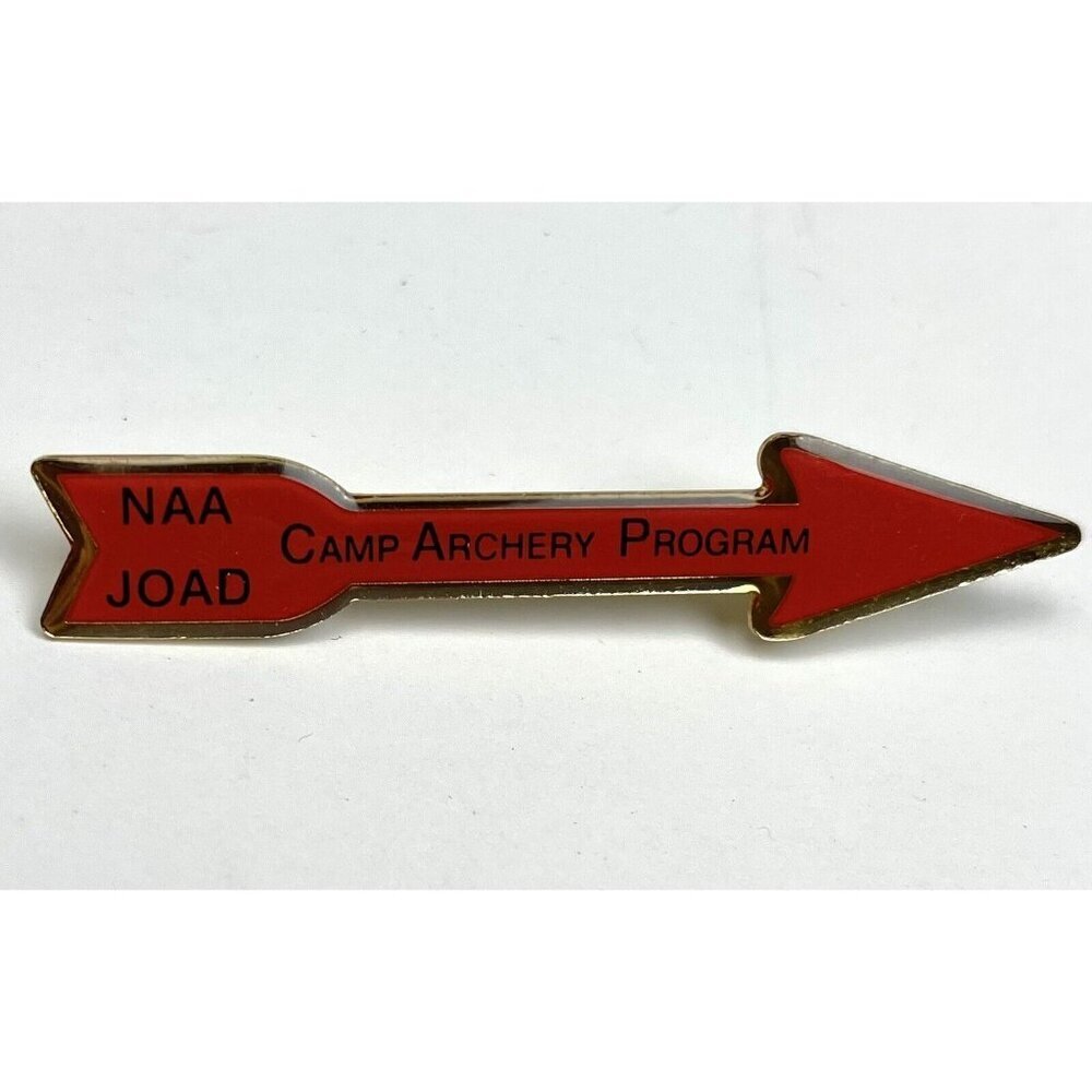 VTG 2.5" Red Black Text CAA NAA JOAD Camp Archery Program Club Arrow Pin PINBACK